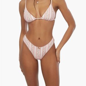 WeWoreWhat Rosette Scoop Floral Stripes Bikini Bottom